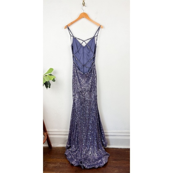 La Femme Sequin Sleeveless Mermaid Evening Prom Dress Sz 8 - Picture 4 of 16